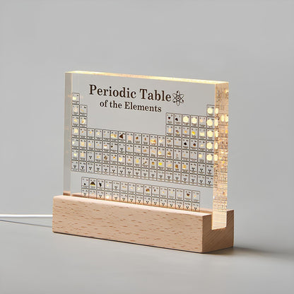 Illuminated Chemistry Display with 83 Authentic Element Specimens | Educational Desk Decor Acrylic Periodic Table Light for Science Lovers