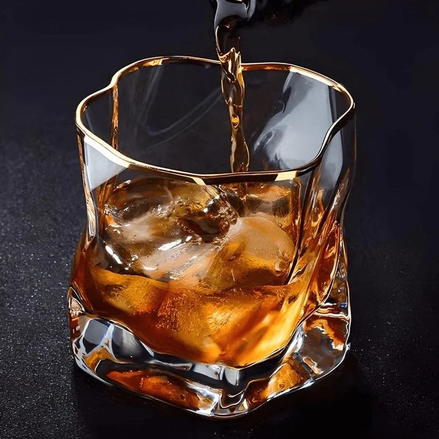 Sculpted Spirit Tumbler Set of 2 for Bourbon Scotch Whisky Cocktails Home Bar Glassware Gift
