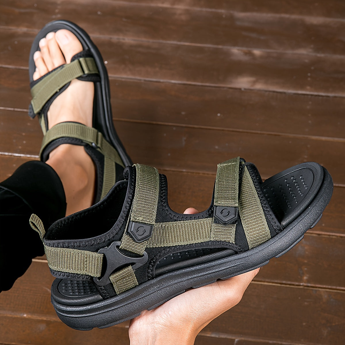 Men's Breathable Hiking Sandals with Adjustable Straps & Non-Slip Rubber Sole for Outdoor Adventures, Camping, Trekking & Trail Walking