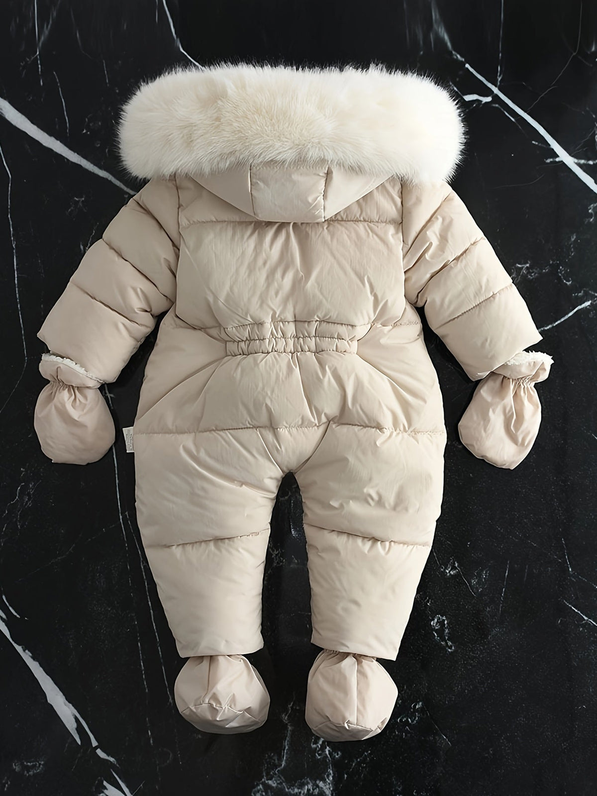 Insulated Infant Jumpsuit with Hood and Mittens for Stroller Trips | Cold Season One-Piece Outfit | Newborn Through 12 Months Gray Quilted B