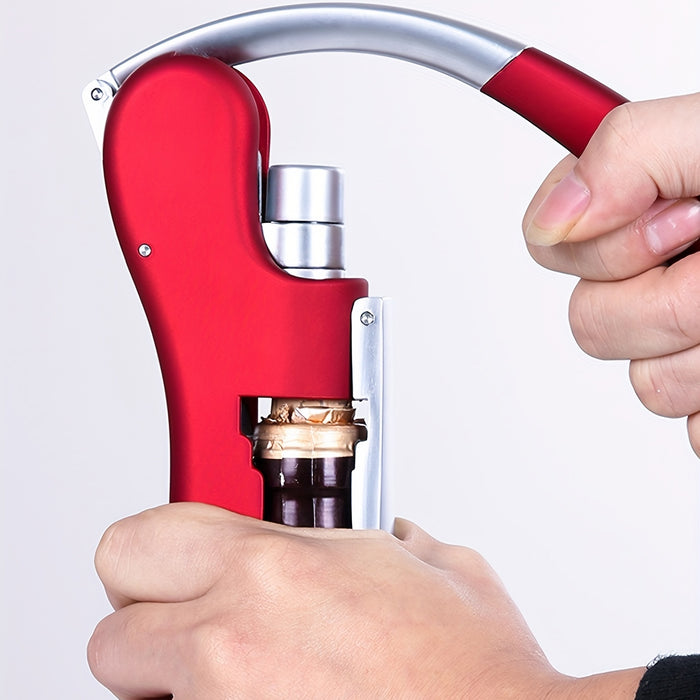 Double-Hinged Lever Wine Opener with Built-In Foil Blade for Red, White & Sparkling Bottles – Portable Bartender Tool for Kitchen, Restauran