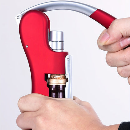 Double-Hinged Lever Wine Opener with Built-In Foil Blade for Red, White & Sparkling Bottles – Portable Bartender Tool for Kitchen, Restauran
