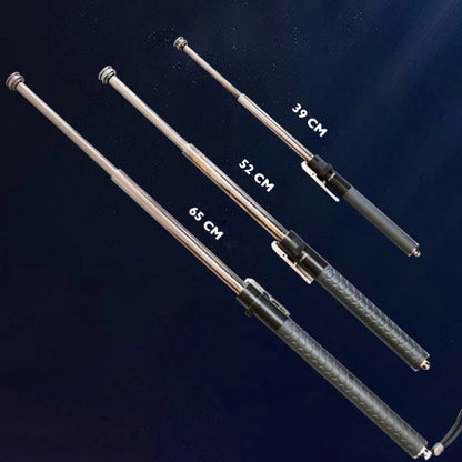 Collapsible Steel Self-Defense Cane with Push-Button Quick Release and Textured Non-Slip Handle for Hiking, Travel, Urban Safety