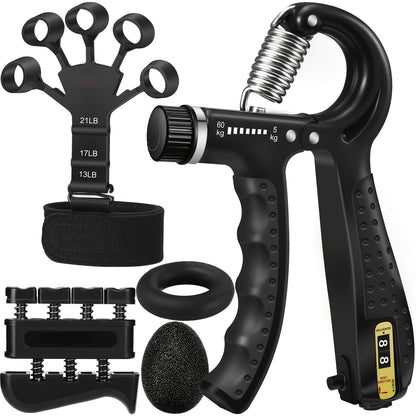 Hand Grip Strengthener Kit 5-Piece Training Set for Fingers Forearms Wrists Rehabilitation Therapy Workout Tools Musicians Athletes