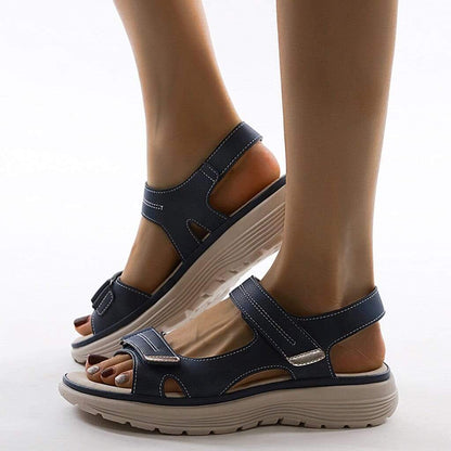 Women's Platform Sandals with Velcro Straps Open Toe Cushioned Footbed for All-Day Wear Summer Walking Shoes