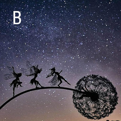 Spinning Fairy Garden Stake Wind Spinner Metal Dandelion Yard Art Outdoor Decor for Flower Beds Patio Lawn Pathways Whimsical Sculpture with