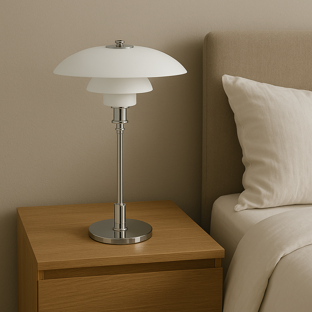 Modern Glass Globe Table Lamp with Dimmer Switch for Bedroom & Living Room – LED Accent Light with Gold or Silver Metal Base