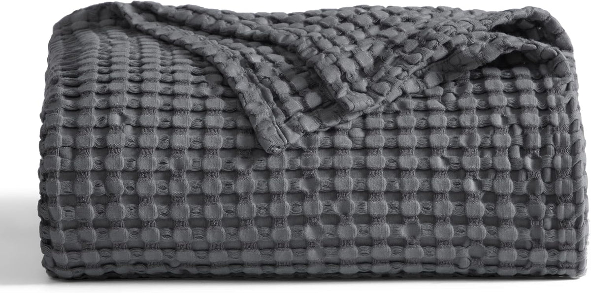Cozy Haven | Cooling Waffle Queen Blanket with Lightweight Cotton & Bamboo | Soft Summer Throw for Hot Sleepers