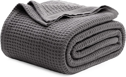 Cozy Haven | 100% Cotton Queen Blanket with Cooling Waffle Weave | Soft & Breathable for Summer Comfort