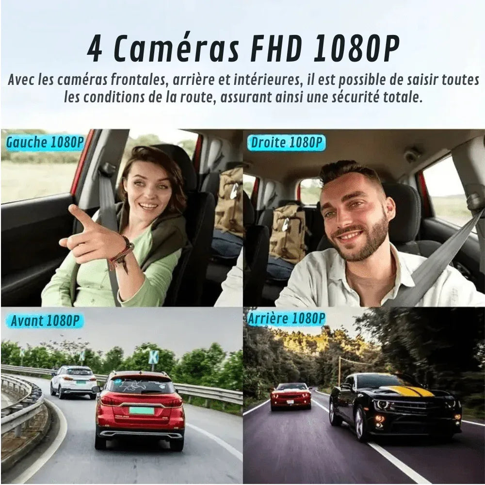 360-Degree Car Dash Cam with Rear Camera & Night Vision – 1080p Full HD Front, Back & Interior Recording System