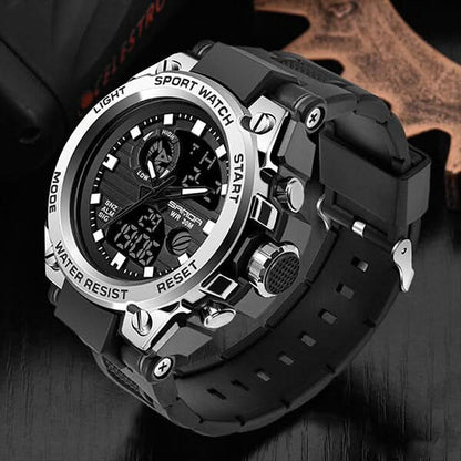 Tactical Sport Watch with Dual Time Zones & LED Backlight for Everyday Adventure