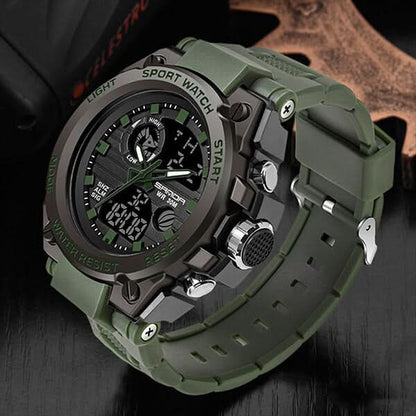 Tactical Sport Watch with Dual Time Zones & LED Backlight for Everyday Adventure