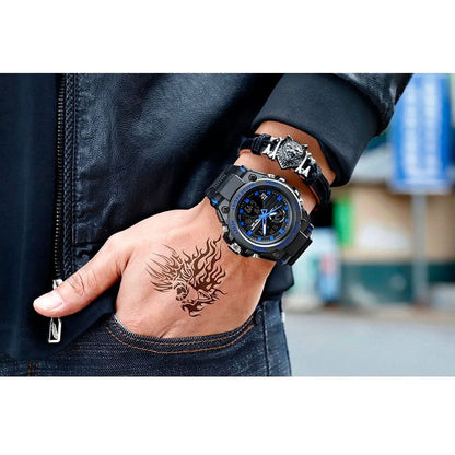 Tactical Sport Watch with Dual Time Zones & LED Backlight for Everyday Adventure