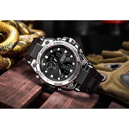 Tactical Sport Watch with Dual Time Zones & LED Backlight for Everyday Adventure