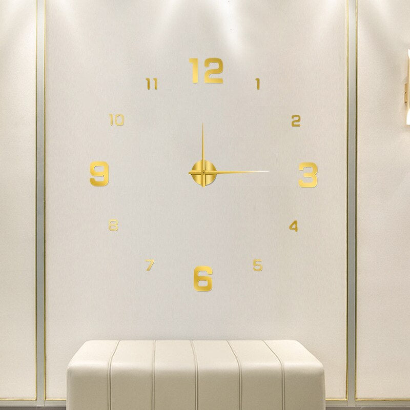 Large Decorative Wall Clock Oversized Metal Acrylic Silent Quartz Living Room Bedroom Office Modern Minimalist Statement Piece