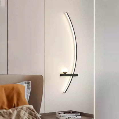 Curved LED Sconce Aluminum Arc Light for Bedroom Hallway Living Room Modern Accent Lighting Fixture Black Gold Finish Wall Mount Indoor Illu