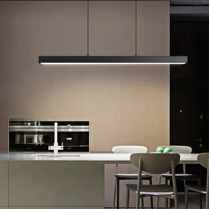 Sleek Overhead LED Bar Light Metal Frame Acrylic Diffuser Adjustable Height Dining Room Kitchen Island