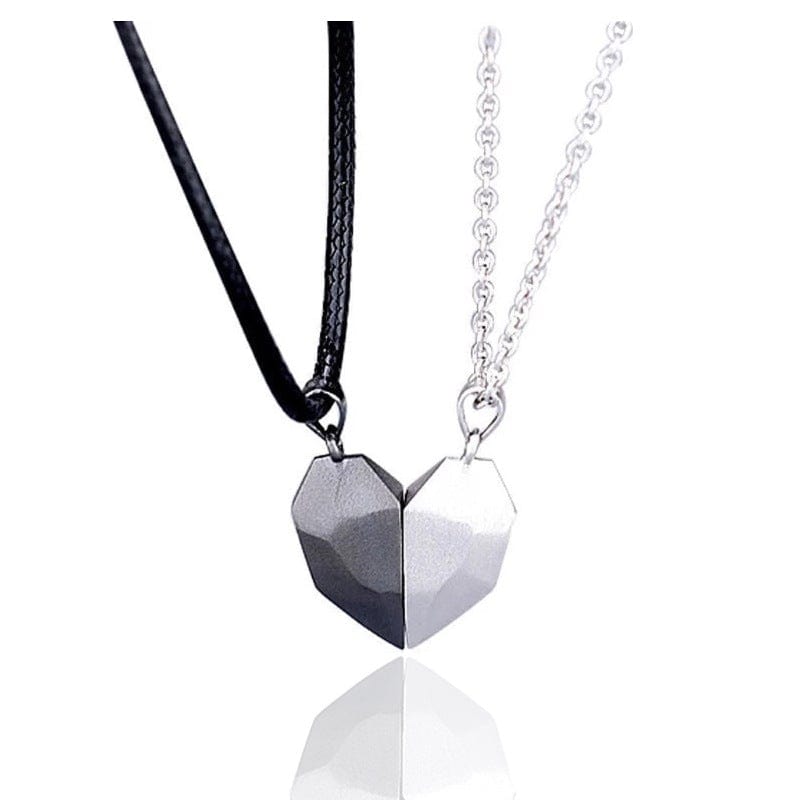 Magnetic Heart Pendant Necklaces for Couples – Matching His & Hers Set with Gold-Plated Finish – Two Interlocking Hearts – Gift for