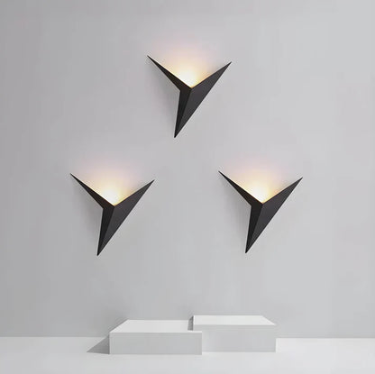 Iron Sconce Light 7.9 in Diameter Black Geometric Origami Shape 3000K Warm LED for Bedroom Hallway Living Spaces Modern Minimalist Indirect