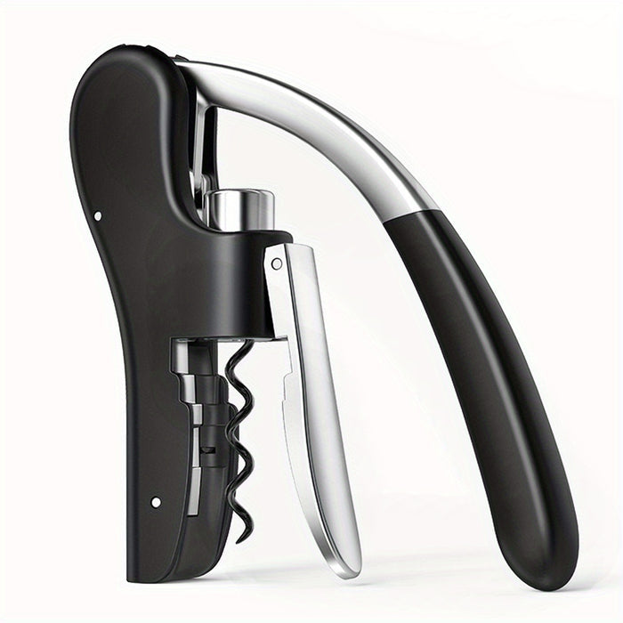 Double-Hinged Lever Wine Opener with Built-In Foil Blade for Red, White & Sparkling Bottles – Portable Bartender Tool for Kitchen, Restauran