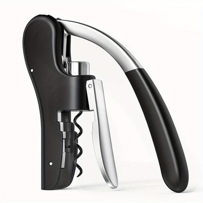 Double-Hinged Lever Wine Opener with Built-In Foil Blade for Red, White & Sparkling Bottles – Portable Bartender Tool for Kitchen, Restauran