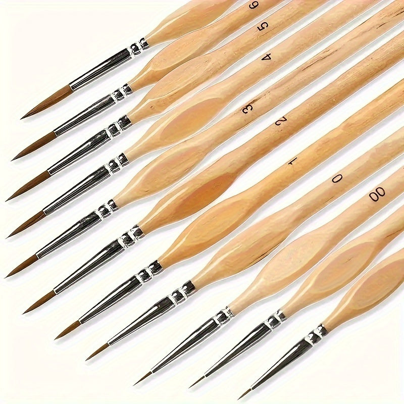 Precision Art Brushes for Scale Models 7.7 Inch Synthetic Bristle Set Wooden Handle Acrylic Oil Watercolor Craft Nail Art
