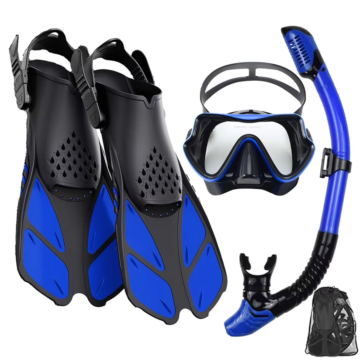 Full-Face Snorkel Mask with Fins & Dry-Top Tube – Wide-View Swim Gear for Ocean, Pool & Diving