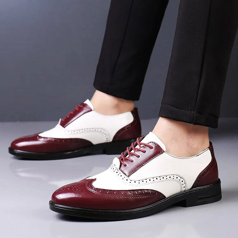 Brogue Lace-Up Shoes with Two-Tone Leather Design | Stylish Footwear for Every Occasion