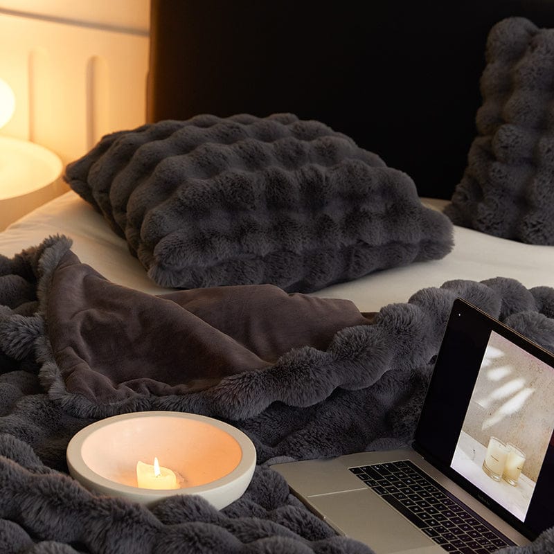 Plush Faux Fur Throw Blanket with Silky Soft Texture for Couch, Bed & Living Room Decor in Multiple Colors