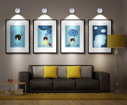 Wireless Battery LED Spotlight with Remote Control Dimmer for Wall Art Picture Accent Lighting Living Room Bedroom Indoor Cordless Puck