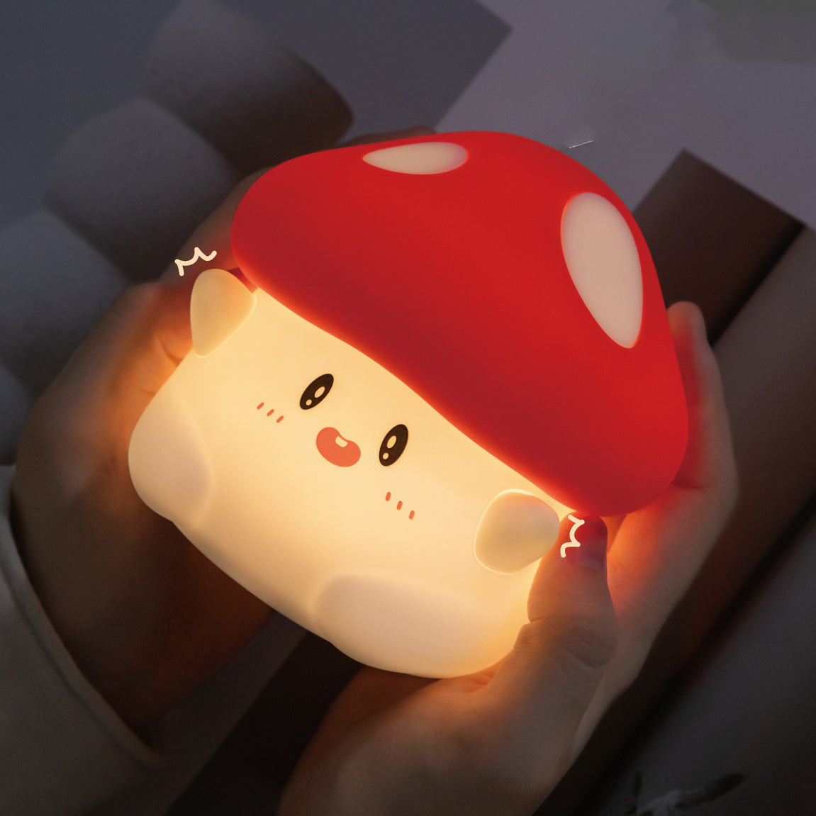 LED Mushroom Night Light for Kids – Rechargeable Touch Control Soft Glow Bedside Lamp with Timer – Cute Squishy Toddler Room Decor