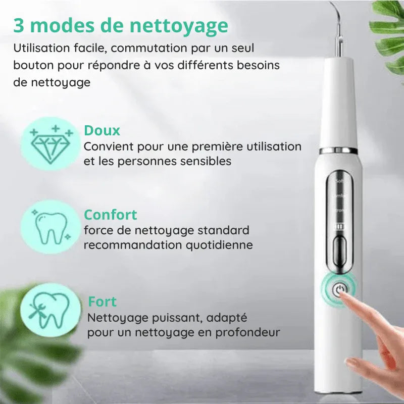 Ultrasonic Tooth Cleaner USB Rechargeable for Home Dental Care with LED Light & 3 Power Modes | Tartar Plaque Remover Kit with Stainless