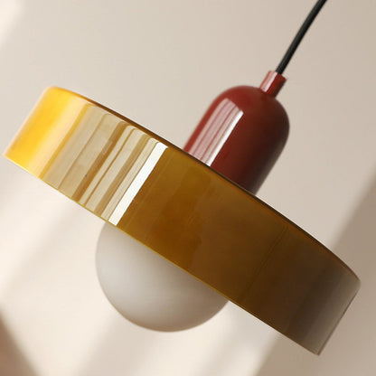 Art Glass Dome Pendant Light Fixture with Adjustable Cord for Kitchen Island Dining Room Bedroom | Modern Round Ceiling Hanging Lamp