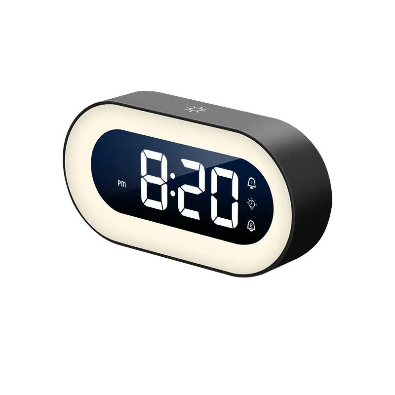 LED Bedside Timepiece with Adjustable Brightness & Built-In Sound Alarm for Bedroom, Desk, Nightstand – Compact Electronic Wake-Up Timer wit