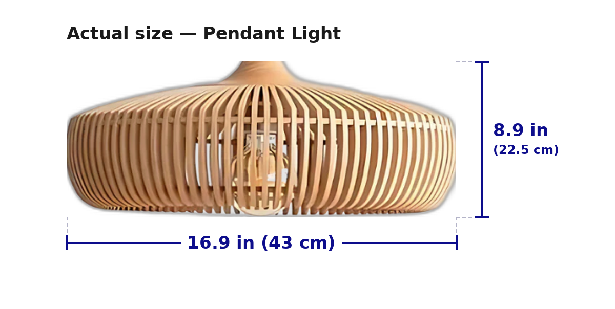 Ceiling Lights Wood Pendant Light Japandi Style, Hanging Light Fixture for Living Room, Dining Room Light Solid Wood