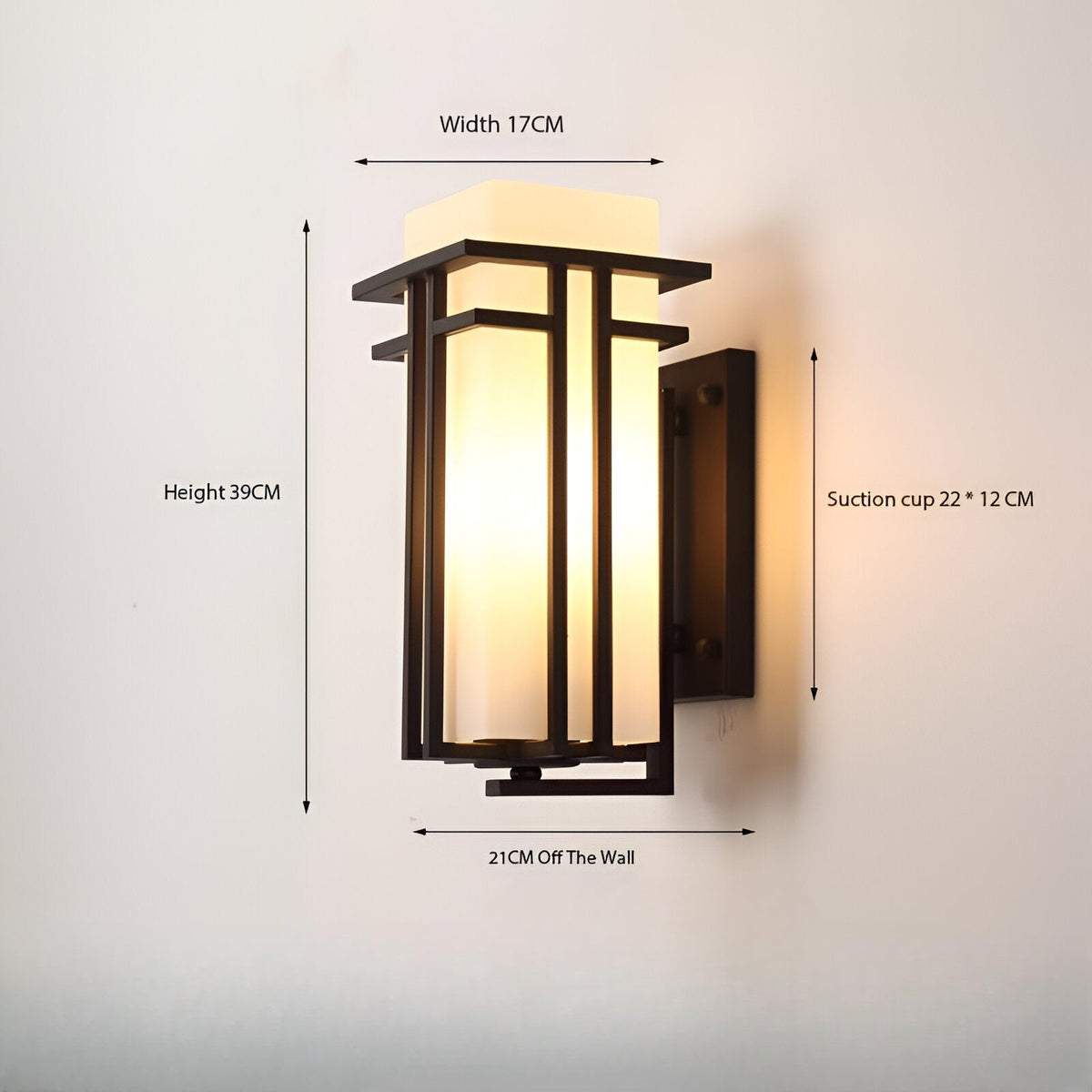 Outdoor Sconce Iron Frosted Glass E26 Socket Weatherproof Matte Black 60W Entryway Porch Garden Wall-Mount Fixture for Exterior Lighting