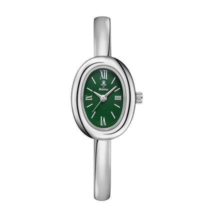 Women's Oval Face Bangle Watch Quartz Analog Wristwatch Stainless Steel Bracelet for Dress Casual Office Gold Silver Color Options Fashion A