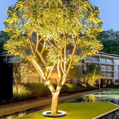LED Uplight Spike for Trees & Walkways – Cast Aluminum Housing, 12W Output, Arc Design, Warm White or RGB Modes, Ground Stake Installation,