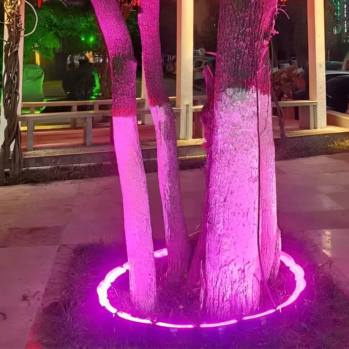 LED Uplight Spike for Trees & Walkways – Cast Aluminum Housing, 12W Output, Arc Design, Warm White or RGB Modes, Ground Stake Installation,