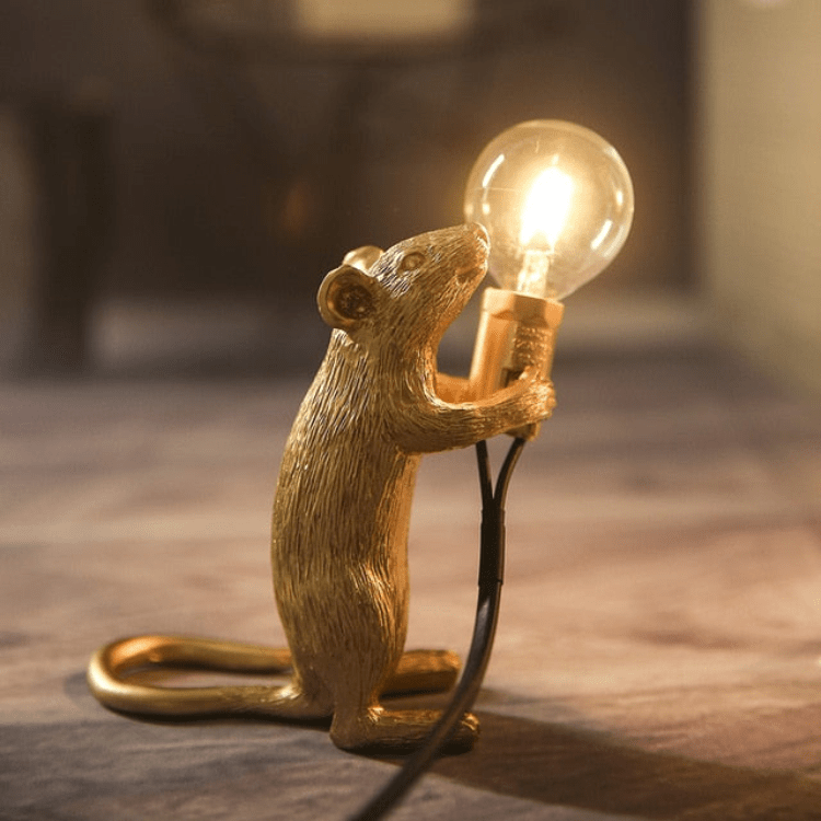 Whimsical Mouse Desk Lamp with LED Light – Resin Novelty Accent for Tables, Shelves & Nightstands