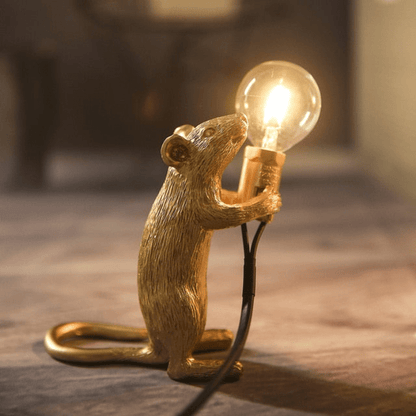 Whimsical Mouse Desk Lamp with LED Light – Resin Novelty Accent for Tables, Shelves & Nightstands