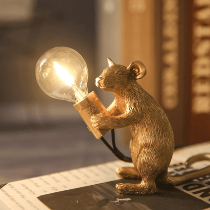 Whimsical Mouse Desk Lamp with LED Light – Resin Novelty Accent for Tables, Shelves & Nightstands