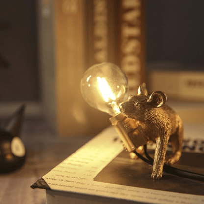 Whimsical Mouse Desk Lamp with LED Light – Resin Novelty Accent for Tables, Shelves & Nightstands