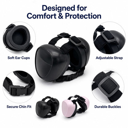 Ortekor Dog Noise-Reducing Ear Muffs for Fireworks, Thunderstorms & Grooming - Adjustable Anxiety Comfort Ear Protection for Medium & Large Dogs