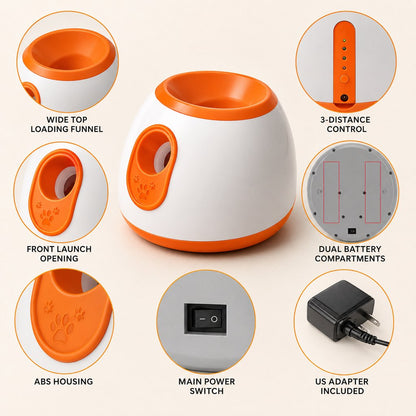Ortekor Mini Automatic Dog Ball Launcher for Small Dogs - Less Manual Throwing for Indoor & Backyard Fetch