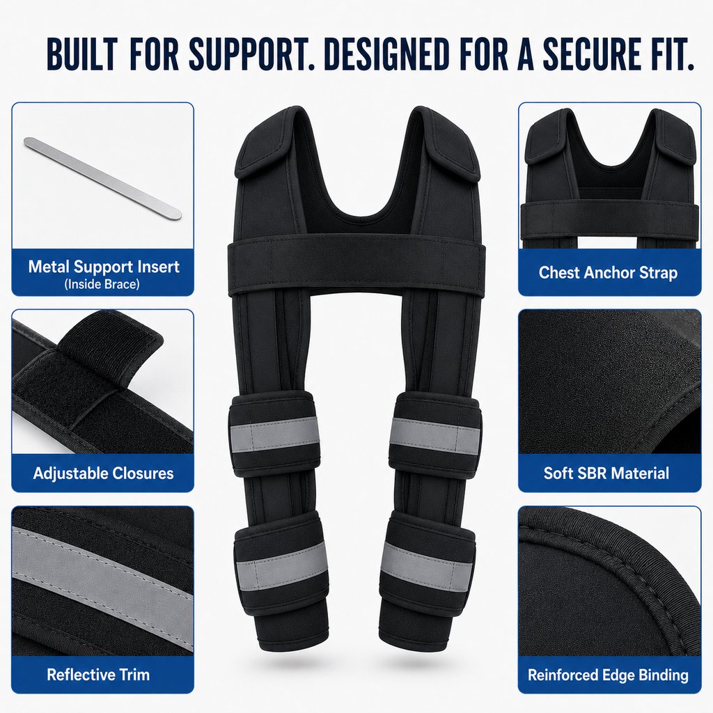 Ortekor Dog Double Front Leg Support Brace for Unsteady Walking - Chest Harness with Internal Metal Support Inserts