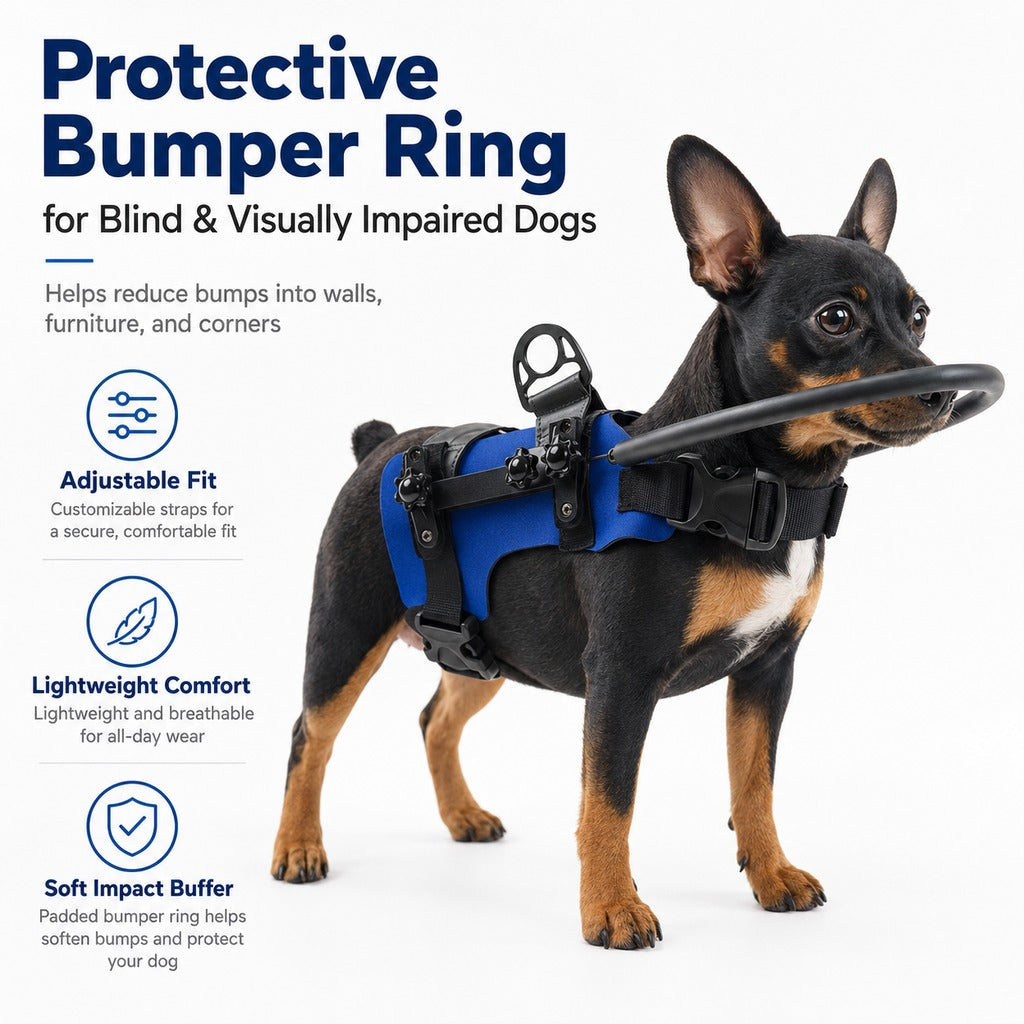 Ortekor Adjustable Dog Bumper Ring Harness for Safer Home Walking - Helps Blind & Senior Dogs Avoid Wall & Furniture Bumps