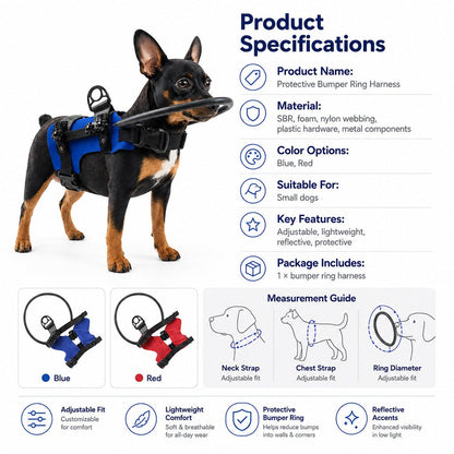 Ortekor Adjustable Dog Bumper Ring Harness for Safer Home Walking - Helps Blind & Senior Dogs Avoid Wall & Furniture Bumps