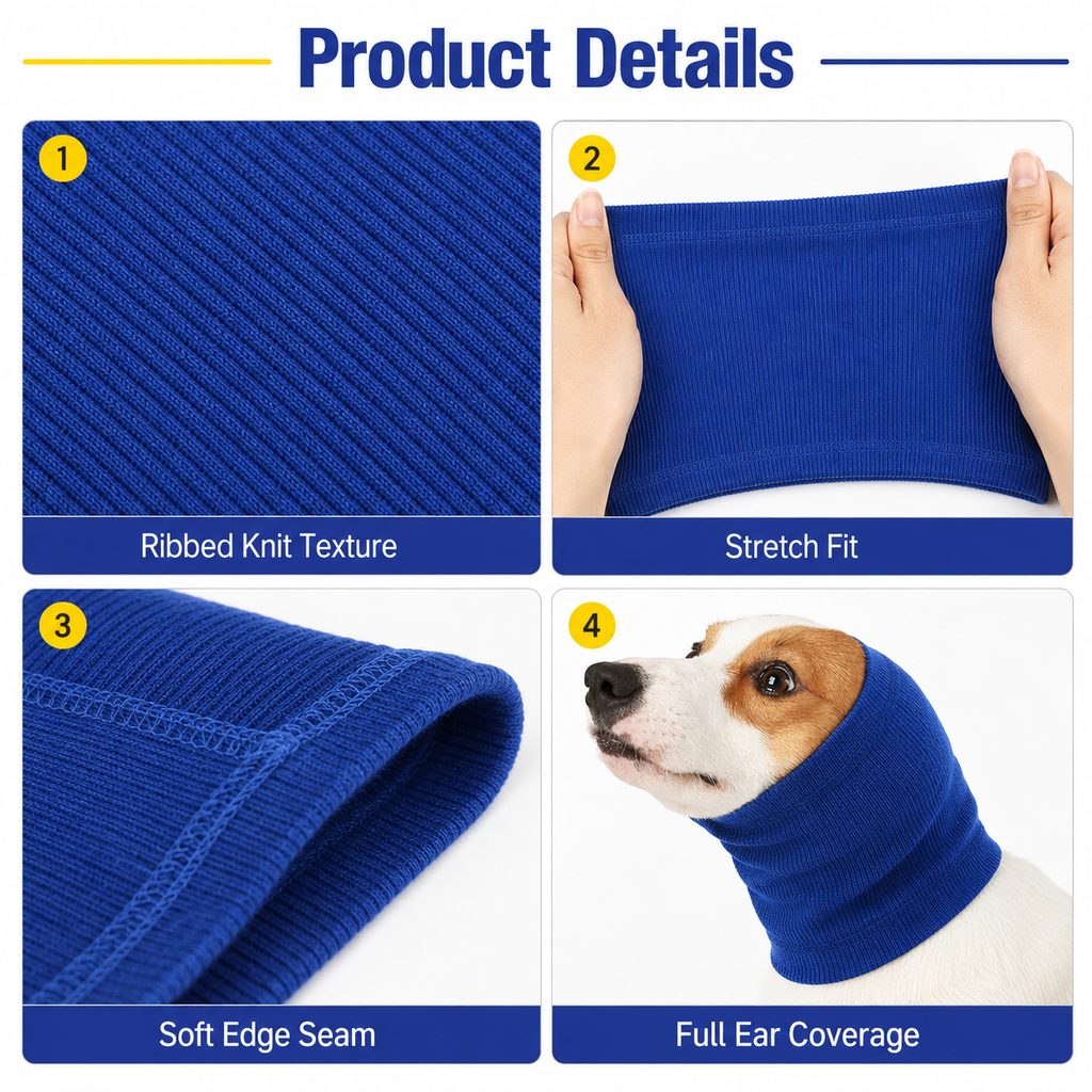 Ortekor Dog Calming Head Wrap for Thunder, Fireworks & Cold Walks - Soft Ear Coverage for Stressful Moments