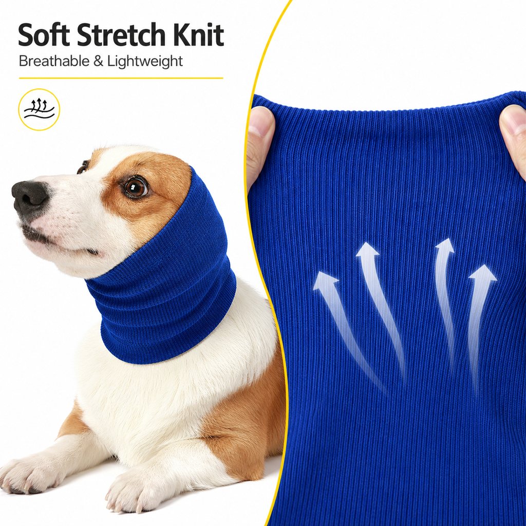 Ortekor Dog Calming Head Wrap for Thunder, Fireworks & Cold Walks - Soft Ear Coverage for Stressful Moments
